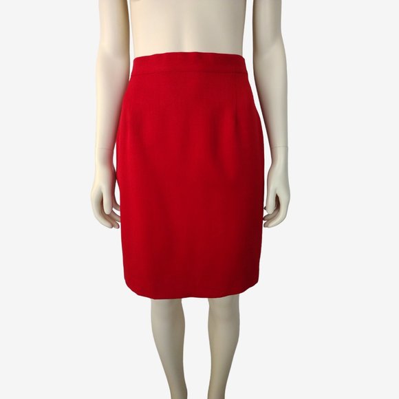 Vintage 1990s Lipstick Red High Waisted Pencil Skirt Size 2/ 4 - Picture 1 of 7